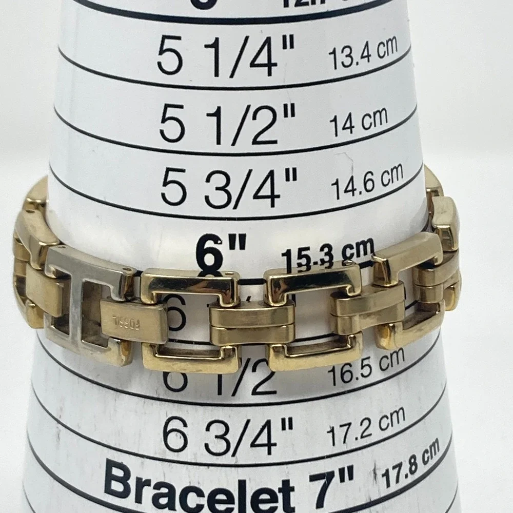 Fossil F2 Watch Women 19mm Gold Tone Brown Dial ES-1158 New Battery 6.25